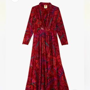 FARM Rio Red Delicate Leaves Maxi Dress